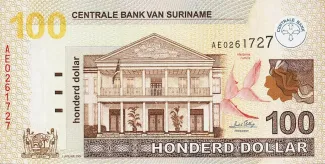Suriname 100 Dollars, 2004-2006 obverse
