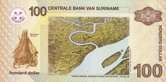 Suriname 100 Dollars, 2004-2006 reverse