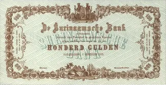 Suriname 100 Gulden, 1856-1911 obverse