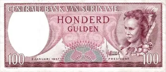 Suriname 100 Gulden, 1957 obverse