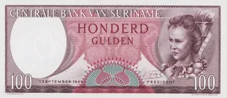 Suriname 100 Gulden, 1963 obverse