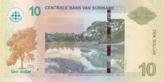 Suriname 10 Dollars, 2010-2019 reverse