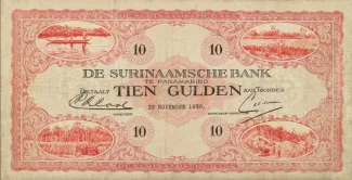 Suriname 10 Gulden, 1920-1936 obverse
