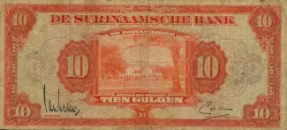 Suriname 10 Gulden, 1941-1942 obverse