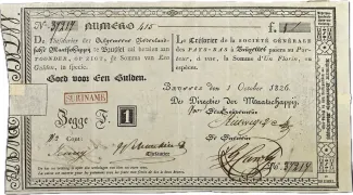 Suriname 1 Gulden, 1826 obverse