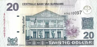 Suriname 20 Dollars, 2004-2009 obverse