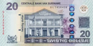 Suriname 20 Dollars, 2010-2020 obverse