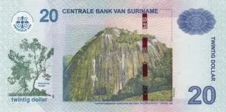 Suriname 20 Dollars, 2010-2020 reverse