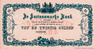 Suriname 25 Gulden, 1865-1911                (1865-1913) obverse