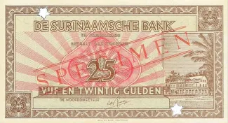 Suriname 25 Gulden, 1951 obverse