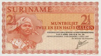 Suriname 2 Gulden, 1961-1967 obverse