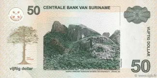 Suriname 50 Dollars, 2004-2009 reverse