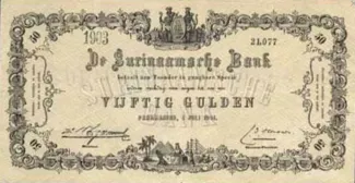 Suriname 50 Gulden, 1856-1919 obverse