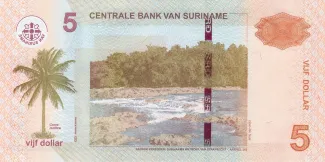 Suriname 5 Dollars, 2010-2020 reverse