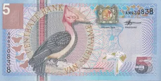 Suriname 5 Gulden, 2000 obverse