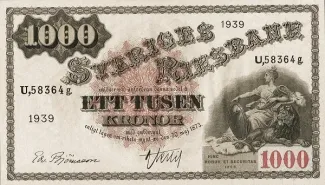 Sweden 1.000 Kronor, 1950 image