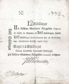 Sweden 12 Schillingar, 1790-1792 obverse