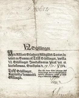 Sweden 12 Schillingar, 1792-1794 obverse