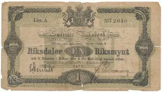 Sweden 1 Riksdaler, 1869-1873 obverse