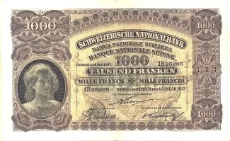 Switzerland 1.000 Francs 2nd, 1910-1917 obverse