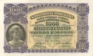 Switzerland 1.000 Francs 2nd, 1927-1955 obverse