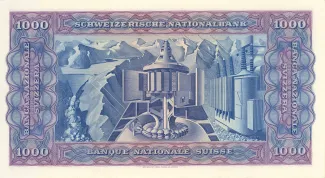 Switzerland 1,000 Francs 4th, 1950 P-44 reverse