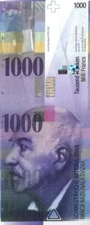 Switzerland 1.000 Francs 8th, 1996-2012 obverse