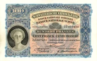 Switzerland 100 Francs 2nd, 1910-1920 obverse