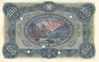 Switzerland 100 Francs 3rd, 1918-1920 P-10 reverse