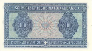 Switzerland 100 Francs 4th, 1941-1945 P-43 reverse
