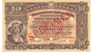 Switzerland 10 Francs 2nd, 1921 P-31 obverse