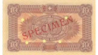 Switzerland 10 Francs 2nd, 1921 P-31 reverse