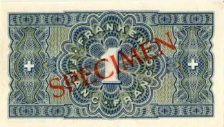 Switzerland 1 Francs, 1938 P-40 reverse