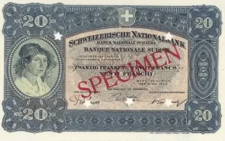 Switzerland 20 Francs 3rd, 1923 P-32 obverse