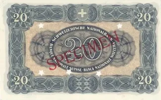 Switzerland 20 Francs 3rd, 1923 P-32 reverse