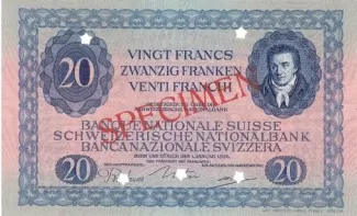 Switzerland 20 Francs 3rd, 1926 P-38 obverse