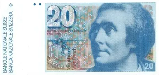 Switzerland 20 Francs 6th, 1978-1992 obverse