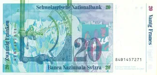 Switzerland 20 Francs 7th, 1984-1985 P-61 reverse