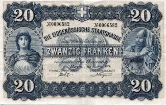 Switzerland 20 Francs, 1914 obverse