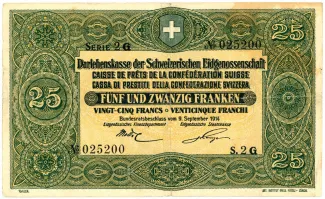 Switzerland 25 Francs, 1914 obverse