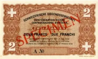 Switzerland 2 Francs, 1938 P-41 obverse