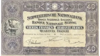 Switzerland 40 Francs 2nd, 1914 P-13 obverse