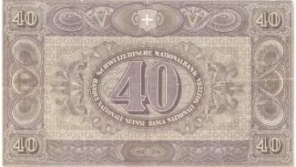 Switzerland 40 Francs 2nd, 1914 P-13 reverse