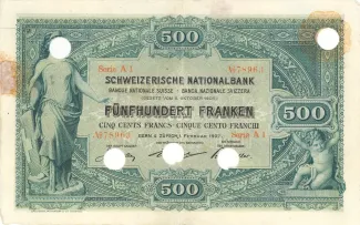 Switzerland 500 Francs 1st, 1907 obverse