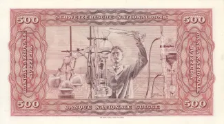 Switzerland 500 Francs 4th, 1949 reverse