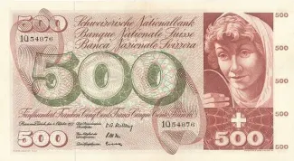 Switzerland 500 Francs 5th, 1957-1958 obverse