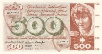 Switzerland 500 Francs 5th, 1961-1974 obverse