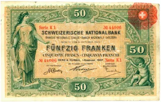 Switzerland 50 Francs 1st, 1907 obverse