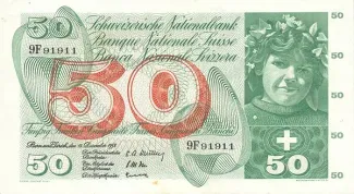 Switzerland 50 Francs 5th, 1955-1958 obverse