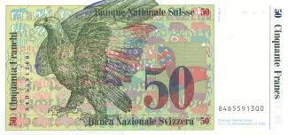 Switzerland 50 Francs 7th, 1984-1985 P-62 reverse